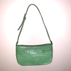 Vintage green leather shoulder bag